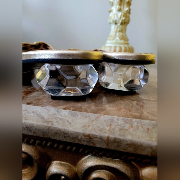 Dolce & Gabbana Luxury Buttery Soft Leather Thong Sandals Crystal Heel Gold 6.5 - Picture 12 of 16